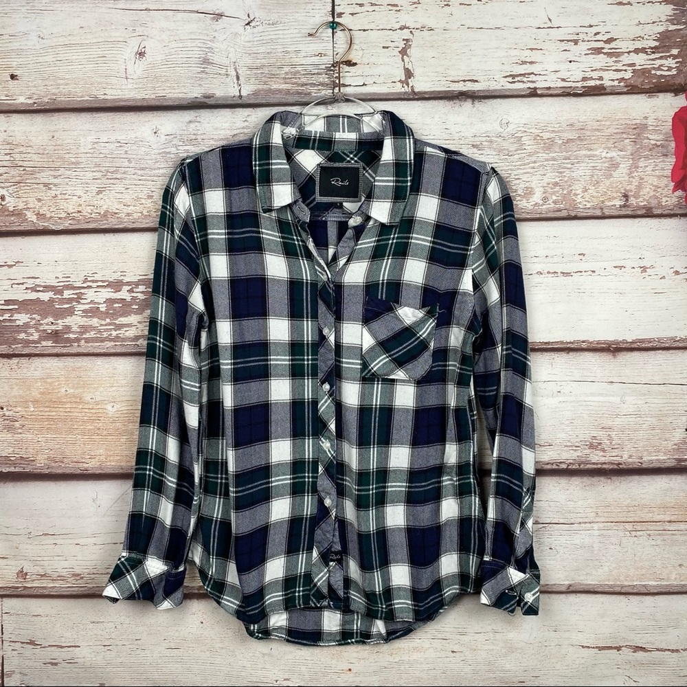Rails Women’s Blue Checkered Plaid Button Blouse - image 1